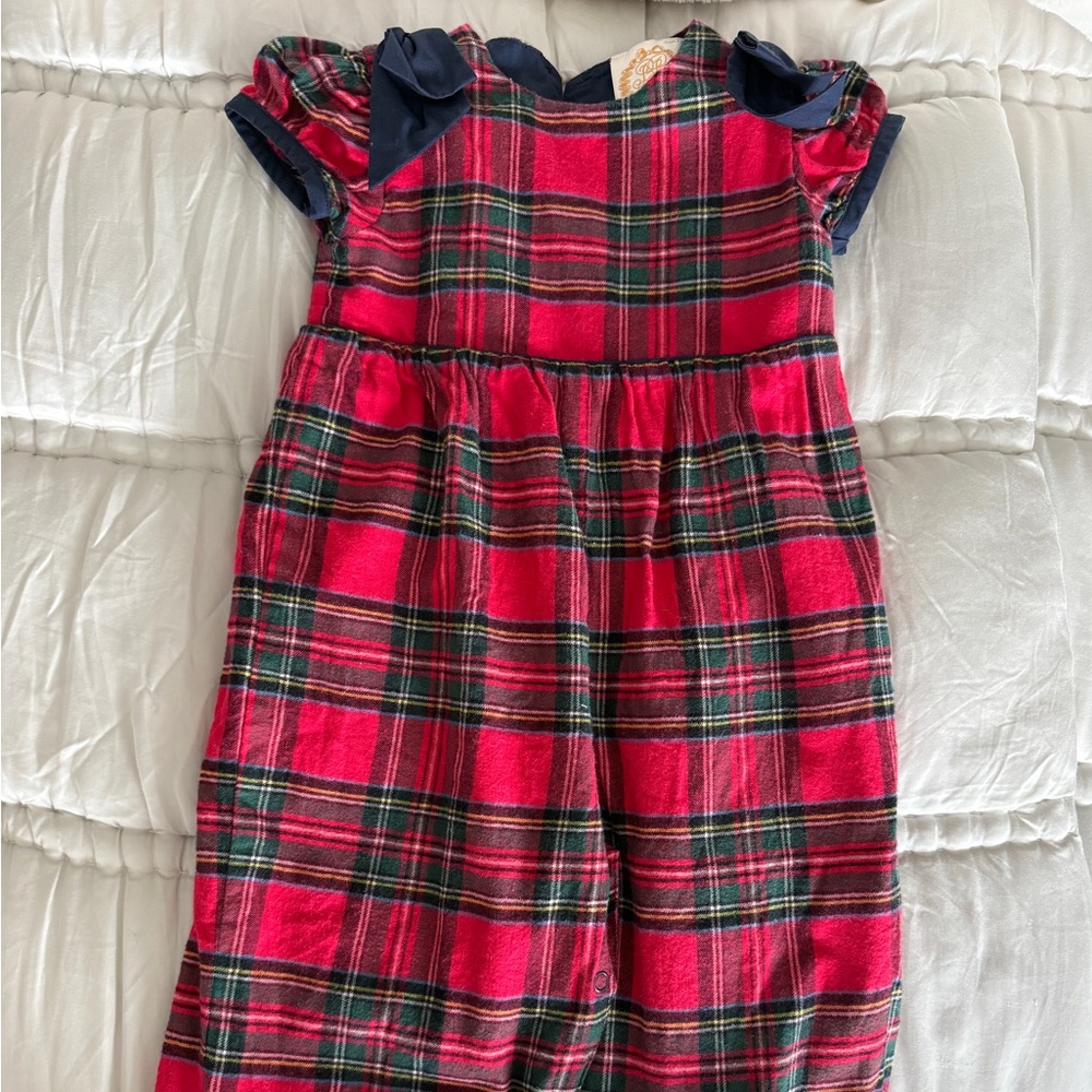 TBBC Ryleigh Romper in Society Prep Plaid Red with Nantucket Navy